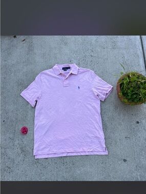 Polo Ralph Lauren Men’s Pale Pink Polo Shirt with Embroidered Pony